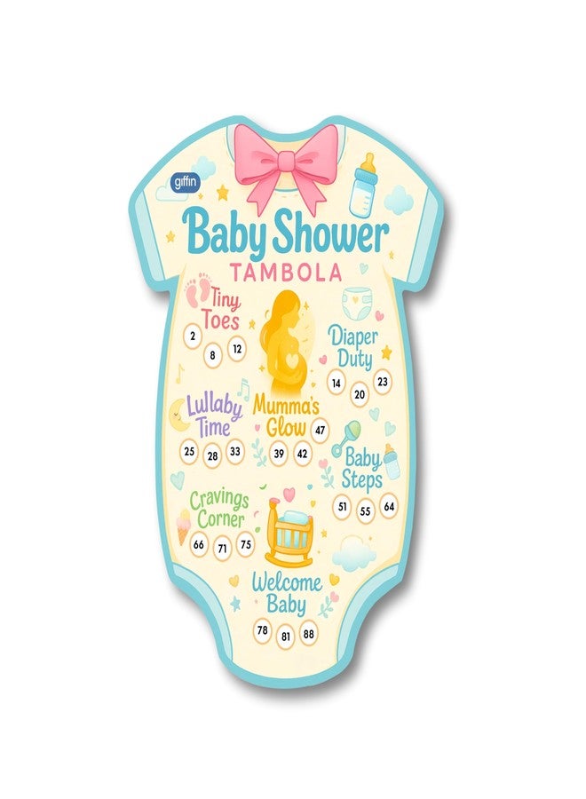 Giffin Baby Shower Tambola Tickets | Baby-Themed Party Tambola Game with Sketch Pens | Fun Housie Tickets for Godh Bharai, Mom-to-Be Celebrations & Family Gatherings (Pack of 36 Tickets) - Image 1